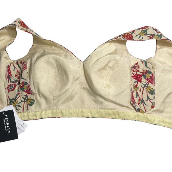 Halter Cropped Top XS Saree Lehenga Blouse Indian Wedding Beaded Festival Boho - Picture 6 of 7